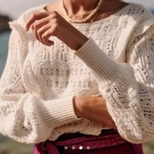 Sezane Ivory Knit Sweater